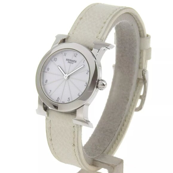 HERMES Heure H watch Rondo Watches HR1.210 WhiteDial Stainless Steel/Embos... - Picture 1 of 8